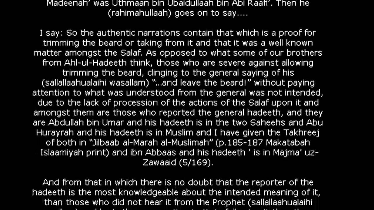 Shaykh al-Albaanee on Trimming the Beard 