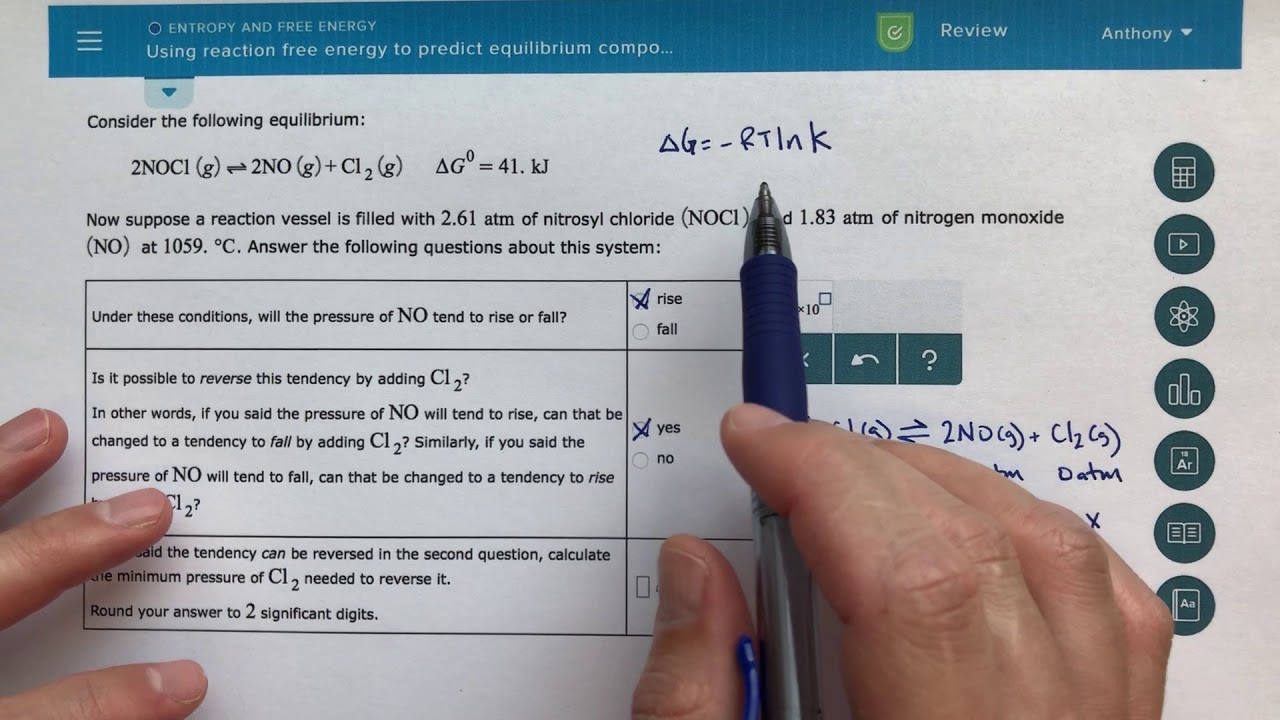 ALEKS - Using Reaction Free Energy to Predict Equilibrium Composition