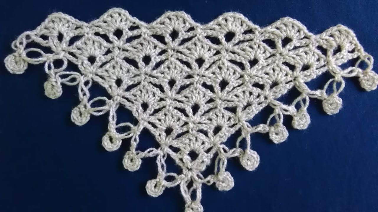 كروشيه  شال مثلث بغرزة المروحة