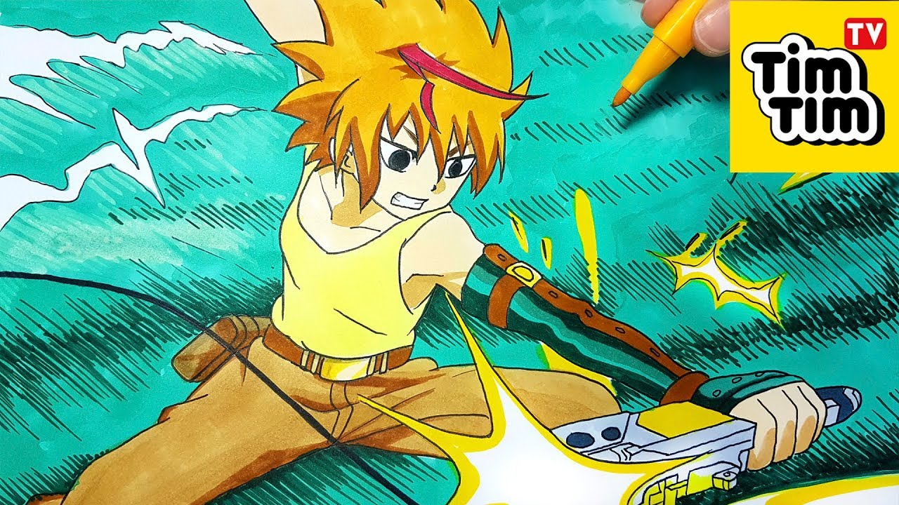 How to draw BEYBLADE BURST EVOLUTION Free de la Hoya フリー・デラホーヤ, Furii | Step-by-step Art for Kids