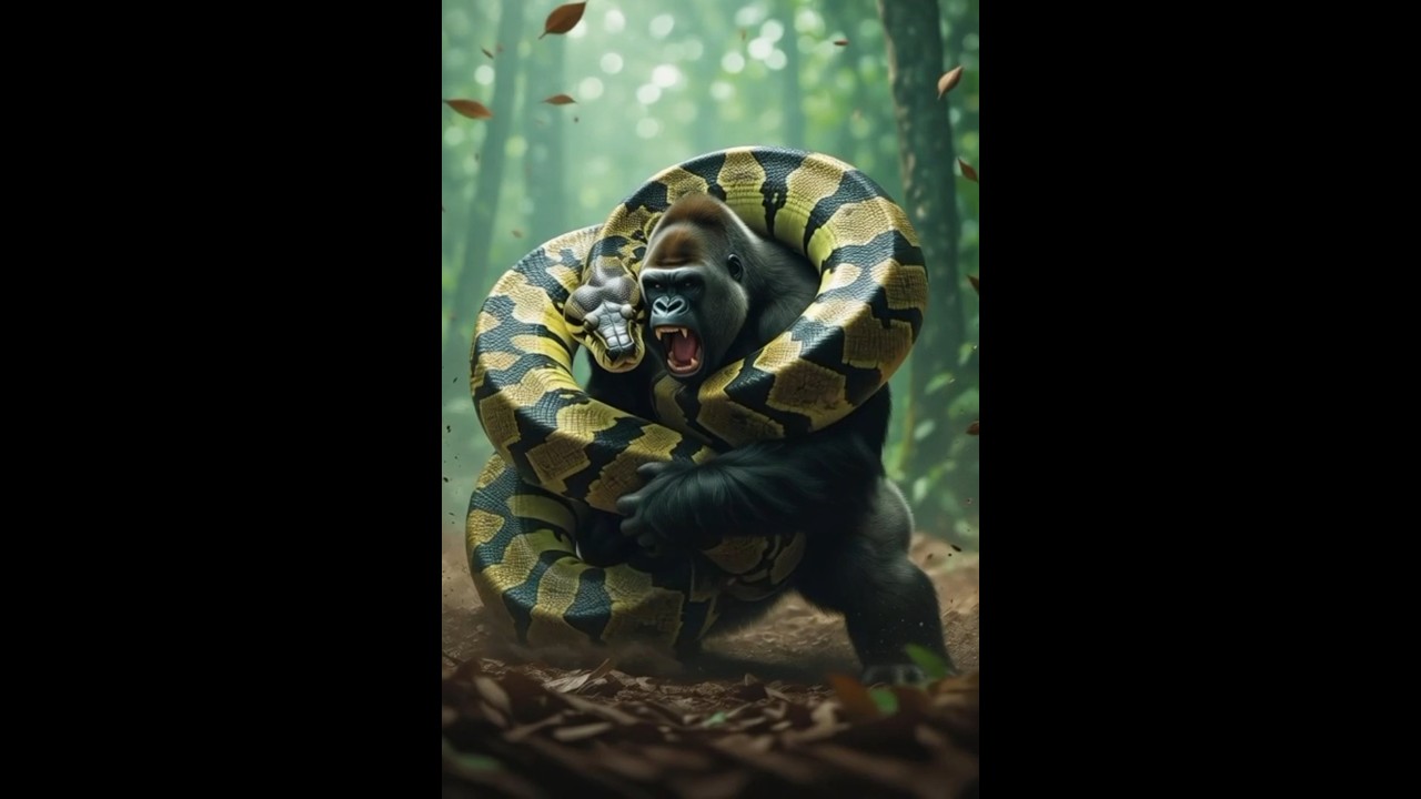 Epic Gorilla vs Giant Serpent Battle | Realistic Jungle Fight in the Wild