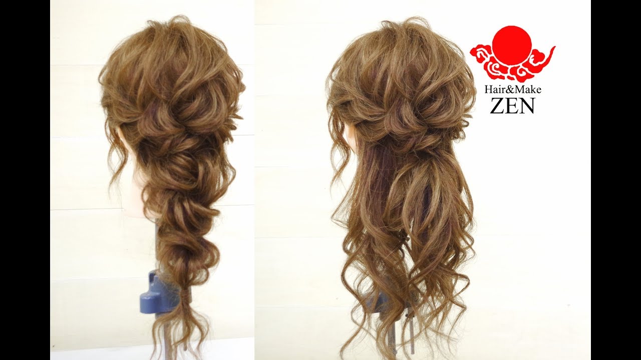 夏の涼しいヘアアレンジ2種！ローハーフアップと編みおろし ZENヘアセット98 low half updo