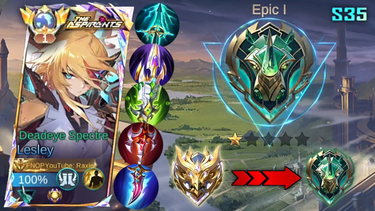 WHEN MYTHICAL IMMORTAL LESLEY GOES BACK TO EPIC!!😈 LESLEY NEW SEASON BEST BUILD & EMBLEMS TO RANK UP