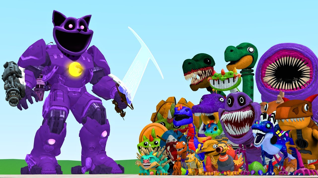Mecha Titan Catnap Vs All Dino Toy Pianosaurus Family Poppy Playtime 5 Fanmade In Garry's Mod