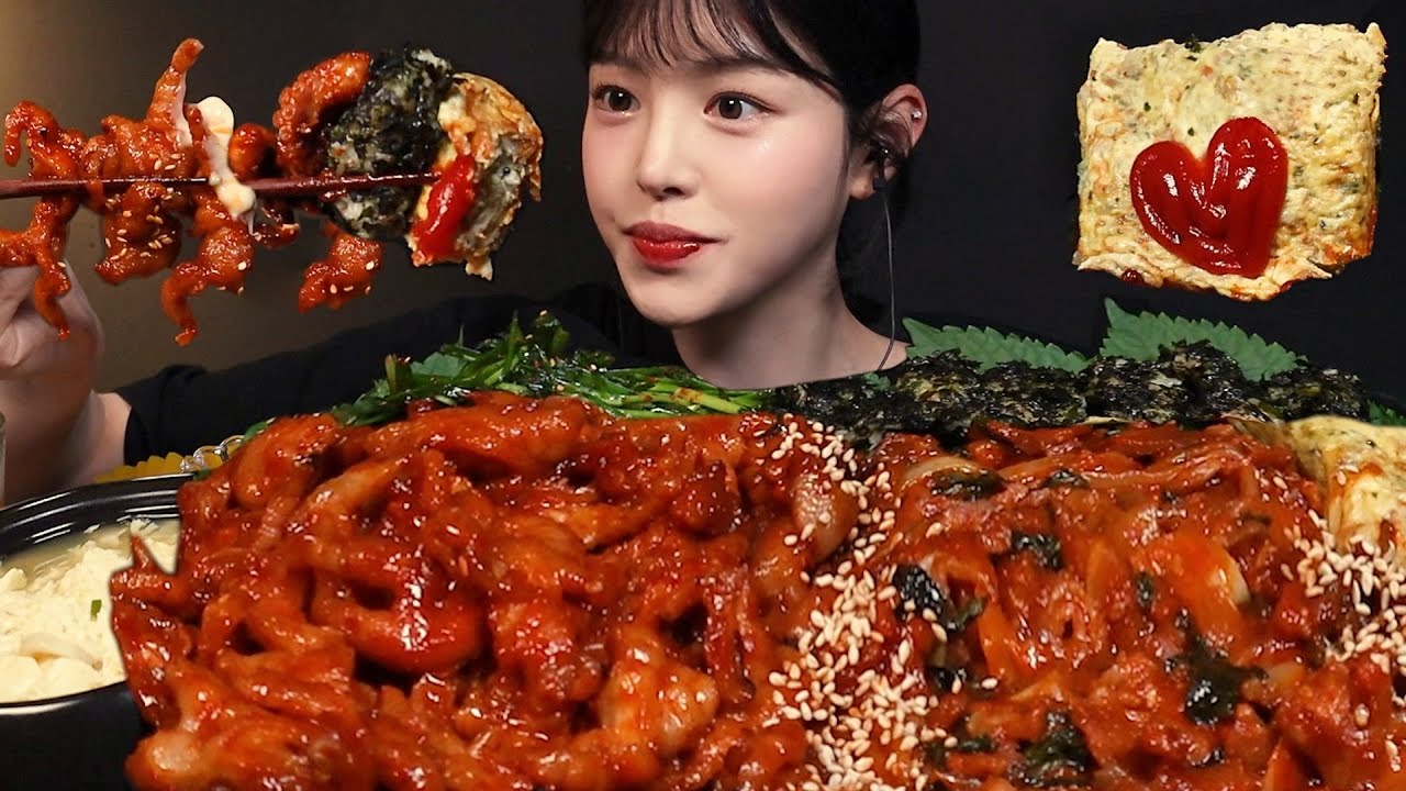 SUB)쫀독꼬득 매운 닭발 오돌뼈 쭈꾸미 먹방!🔥 날치알주먹밥 계란탕에 맥주까지 술먹방 꿀조합 리얼사운드 Spicy Chicken Feet Mukbang Asmr