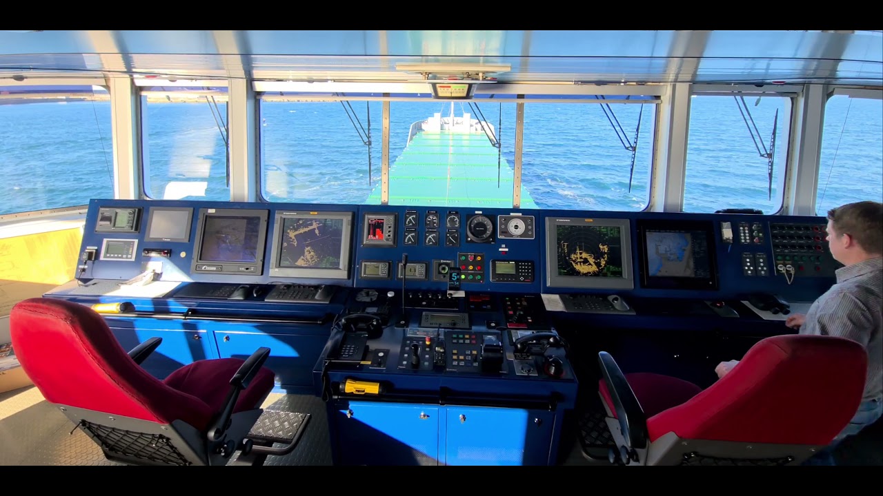 Coaster Mv Stroombank departure from port of Gijon, Spain