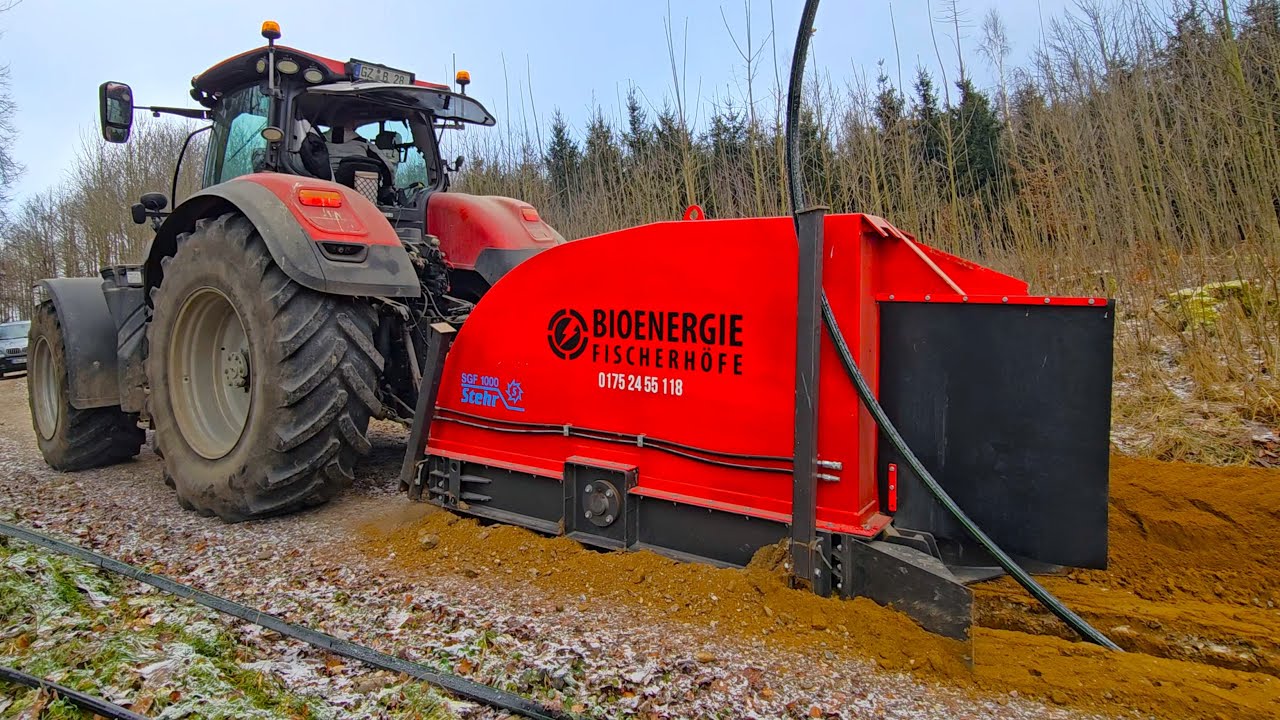 PV Park Kabeltiefbau extrem knallharte Jungs fräsen bei Minus -6 Grad auf die Schnelle 1.000 m !