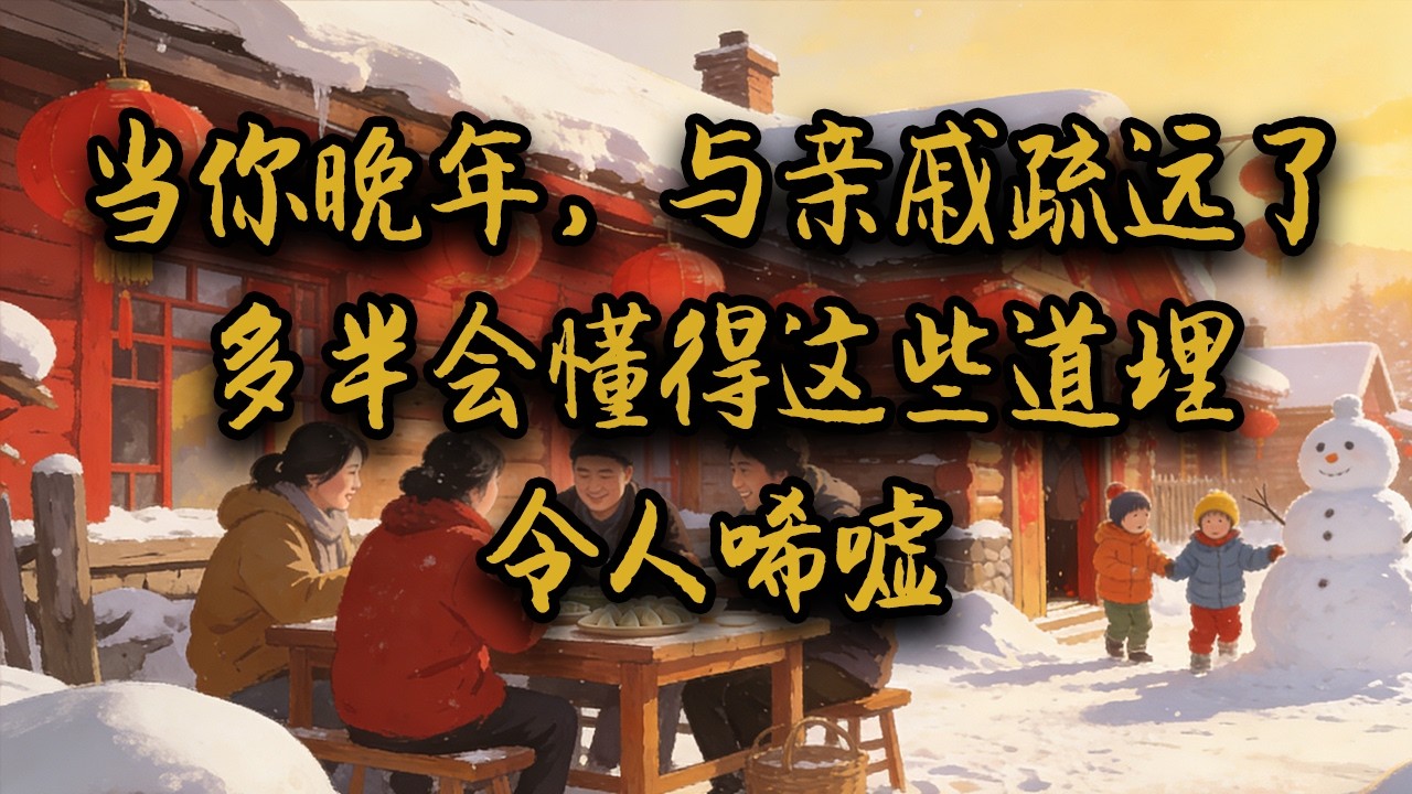 当你晚年，与亲戚疏远了，多半会懂得这些道理，令人唏嘘