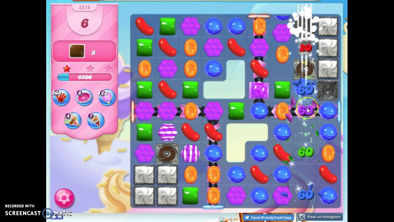 Candy Crush Level 2215 Audio Talkthrough, 1 Star 0 Boosters