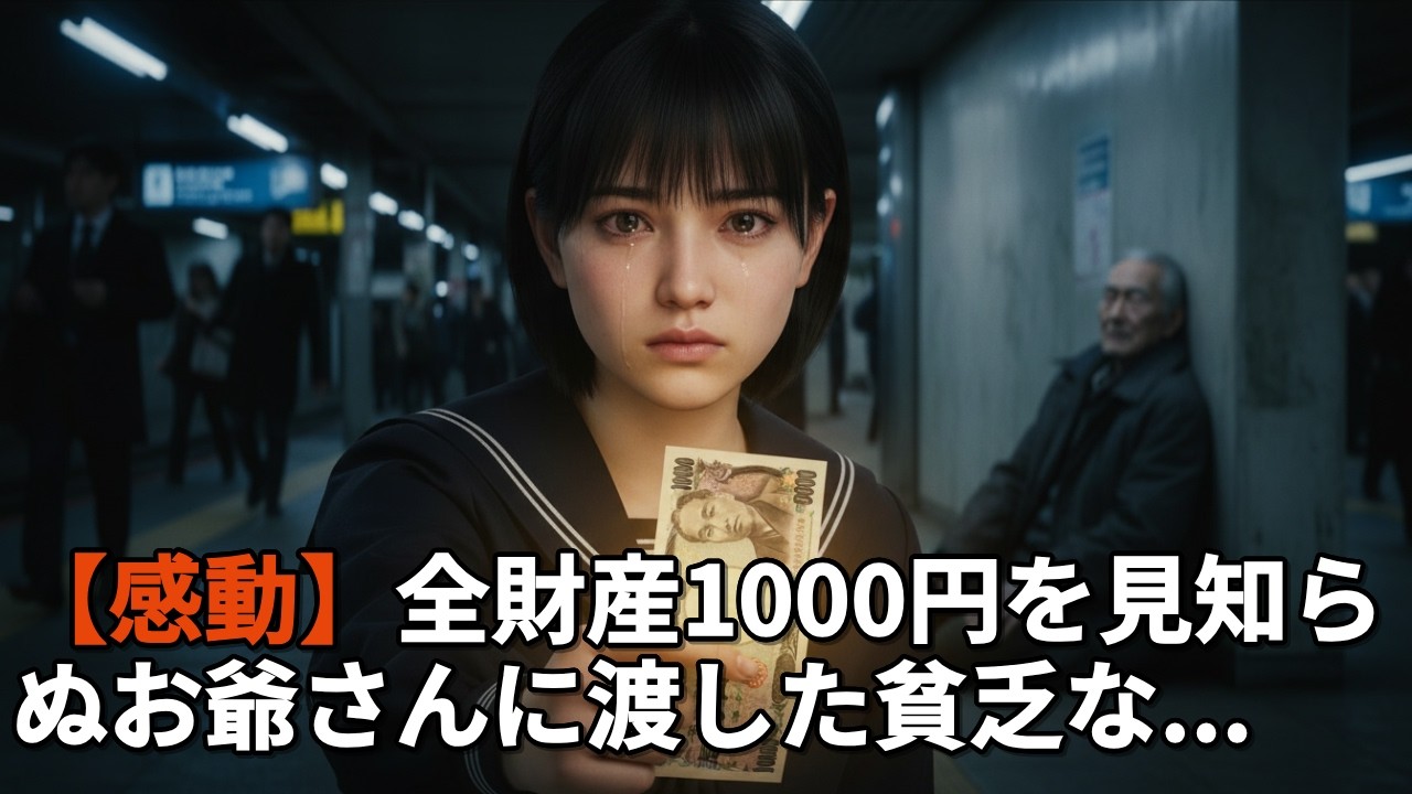 【感動】全財産1000円を見知らぬお爺さんに渡した貧乏な女子高生。翌日、学校に黒塗りの高級車が現れて——