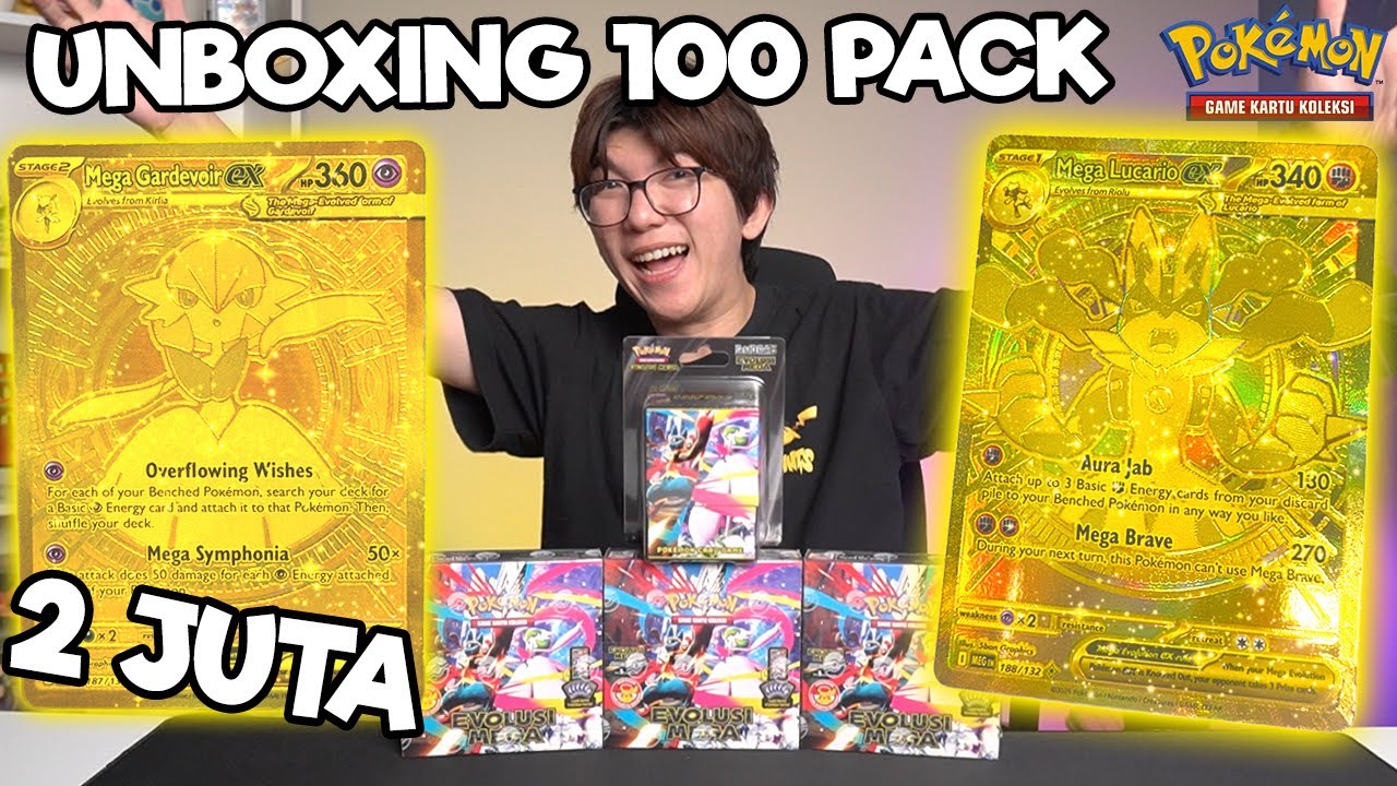 POKEMON MEGA MUNCUL! BERBURU KARTU EMAS!! UNBOXING 100 PACK EVOLUSI MEGA!! - Pokemon TCG Indonesia