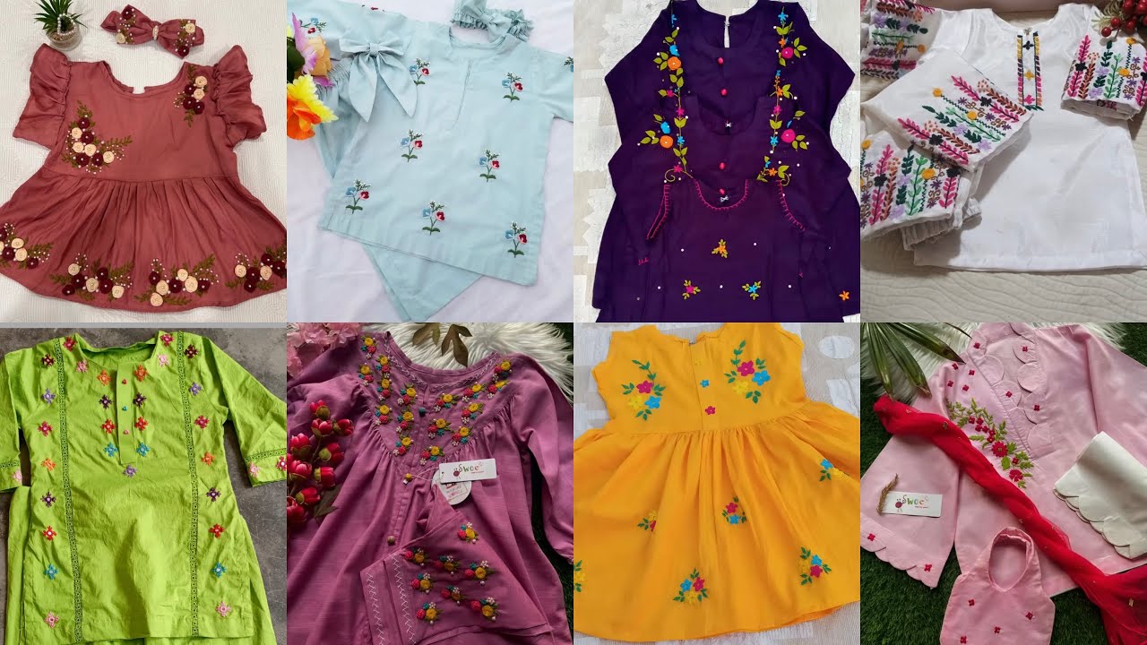 Baby Girls Embroidery Work Dress Ideas||Handmade Embroidery Design for Little Girls||Embroidery Work