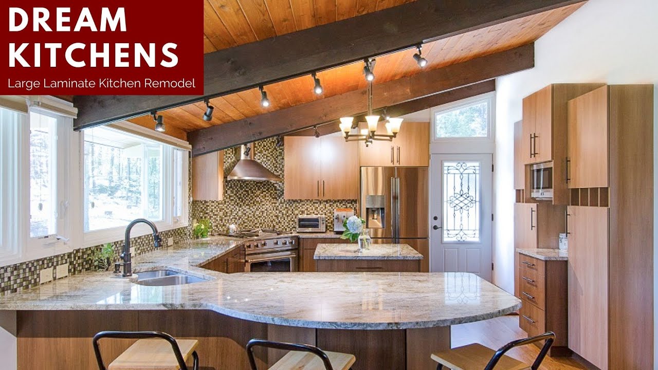 Kitchen Goals: Large Laminate Kitchen Remodel in New Hampshire with kitchen island