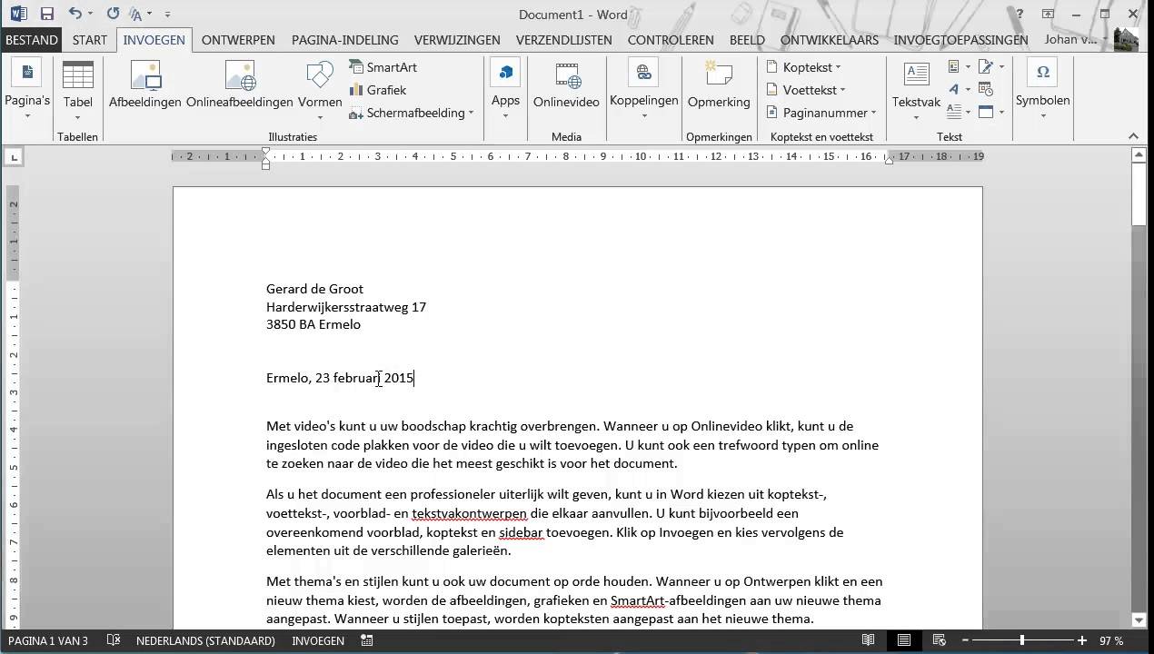 Datum invoeren in Word