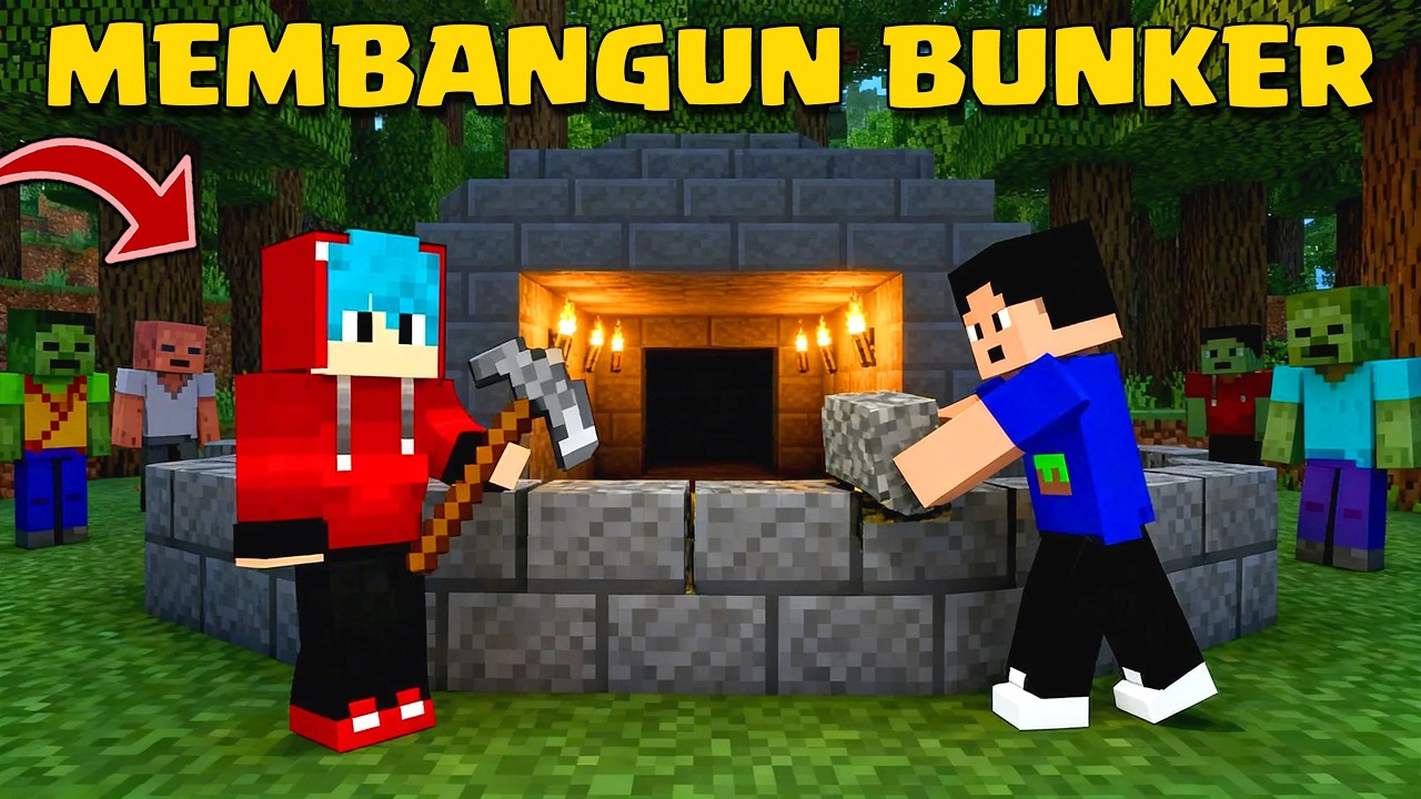 MEMBUAT BUNKER DAN RUANG PENYIMPANAN DI SURVIVAL ZOMBIE APPOCALIPSE MCPE