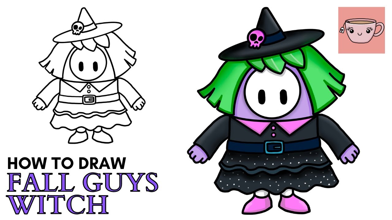 How To Draw Fall Guys Witch Skin |  Season 2 Fall Guys Ultimate Knockout | Easy Step By Step Drawing