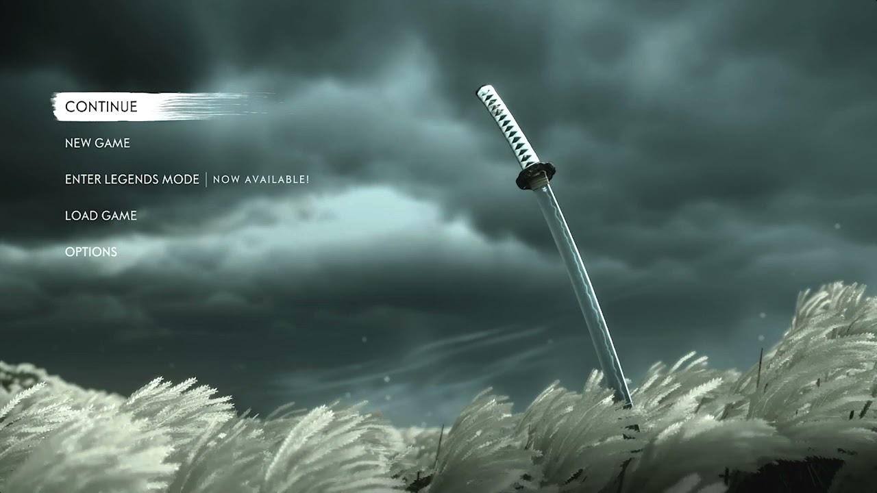 Ghost Of Tsushima - Main Menu Ambiance (rustling grass, main title music, thunder)