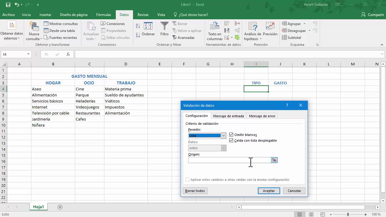 Dependent drop-down lists with Excel