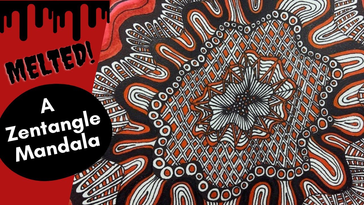 Mandala Drawing Zentangle Style: Melted Red Mandala