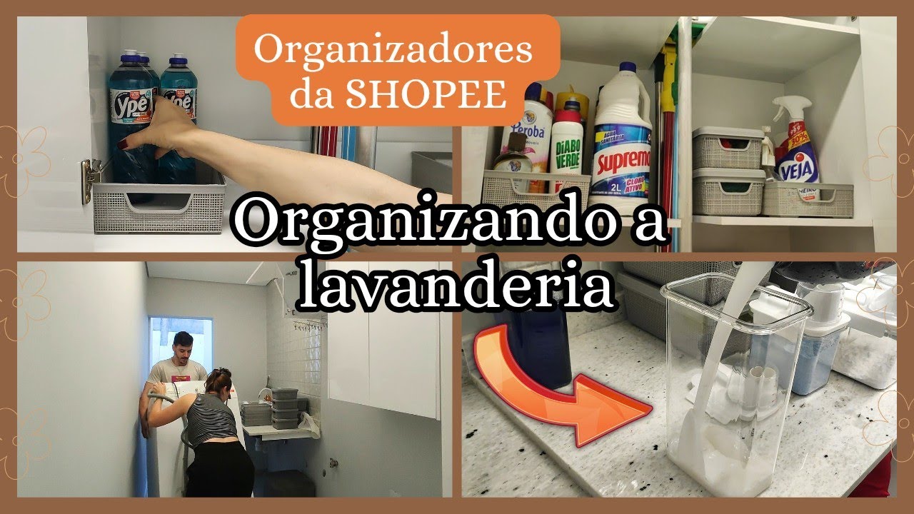 A LAVANDERIA ESTÁ PRONTA!! 🙌🏻🙏🏻 ORGANIZANDO COM A SHOPEE 🧡 MUITAS DICAS de ORGANIZAÇÃO! Está linda 😍