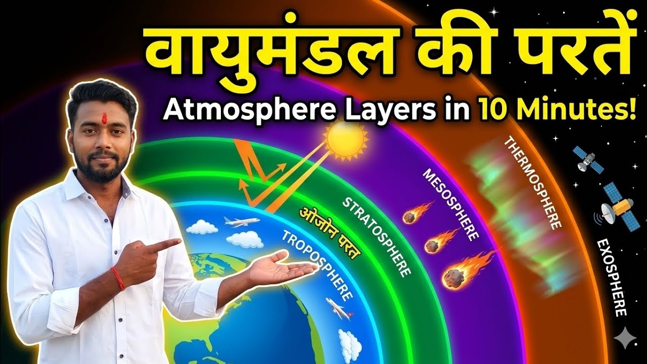 पृथ्वी का वायुमंडल | Atmosphere Layers Explained | Geography One Shot | SSC UPSC Railway