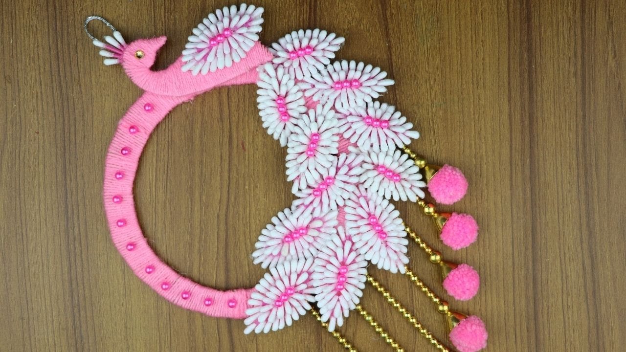 Amazing Peacock Design Woolen Wall Hanging Making Ideas - Woolen Craft Idea - Best reuse ideas