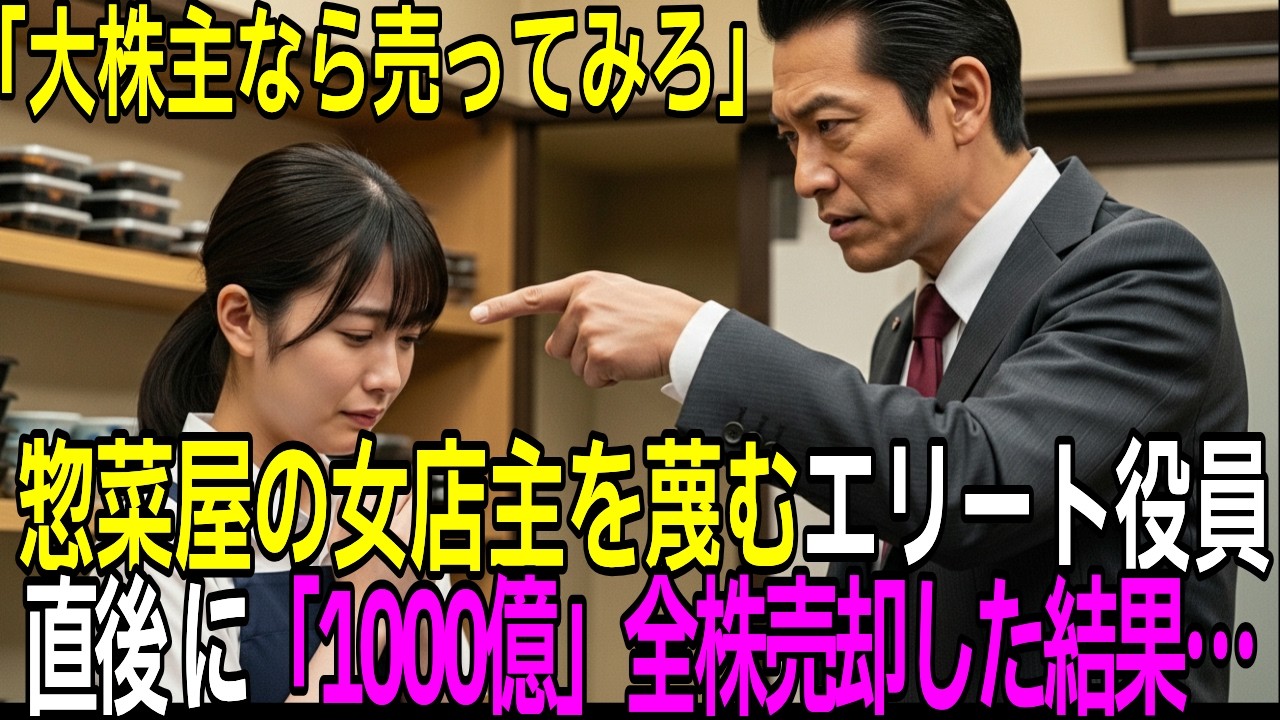 「クソガキが大株主？じゃあ売ってみろよ」と嘲笑したエリート役員→「…わかりました」惣菜屋の若き女店主が全株（1000億）売却した結果… 【感動する話】【朗読】