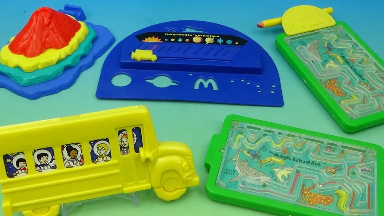 1994 THE MAGIC SCHOOL BUS set of 5 McDONALD'S HAPPY MEAL COLLECTIBLES VIDEO REVIEW