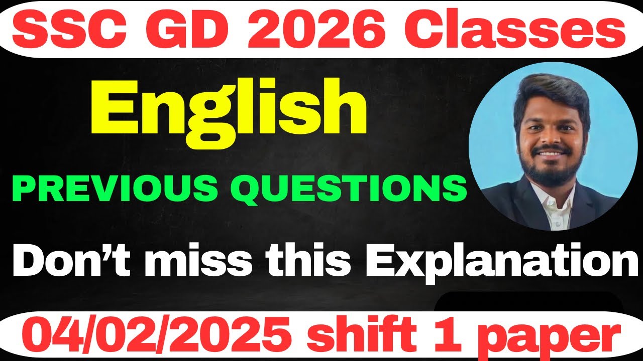 SSC GD ENGLISH 2026 CLASSES - SSC GD ENGLISH PREVIOUS QUESTIONS EXPLANATION BY SANDEEP SIR 