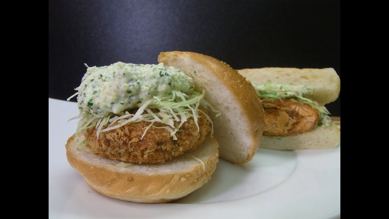 【HD】How to make Salmon katsu burger サーモンカツバーガー