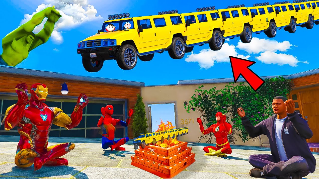 Shin Chan & Franklin Make a Worlds Longest Car (World Record Car) in Gta 5 in Telugu
