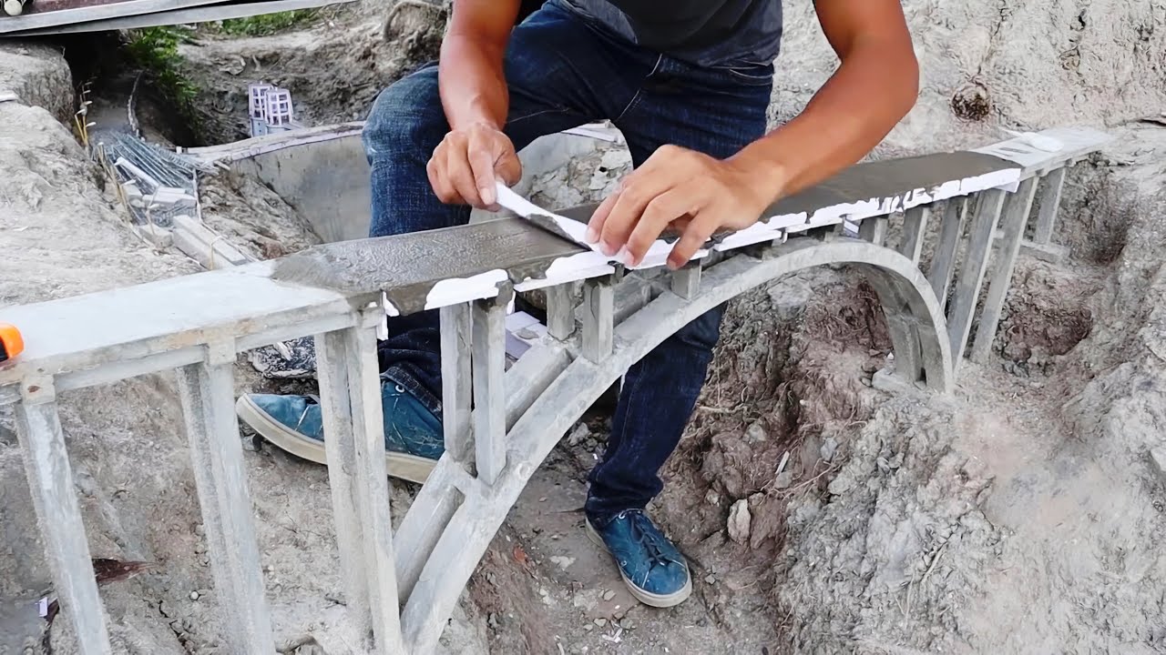 Building a Mini Concrete Arch Bridge by Hand | Satisfying DIY Model Construction