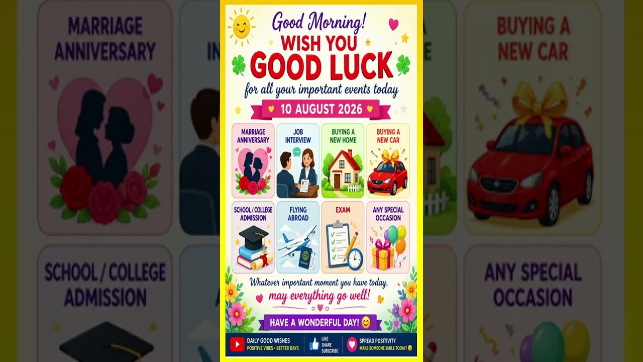🌟 Wish You Good Luck for All Your Important Events Today | 10 August 2026