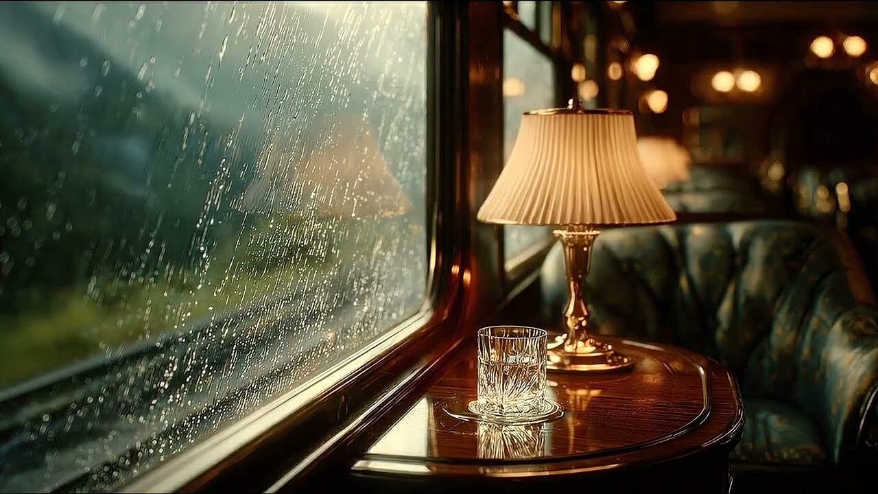 A Secluded Train Ride Through the Forest | Relaxing Jazz Music, Rain & Train Sounds