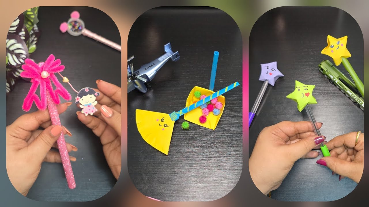 ✨ 3 Amazing DIY Crafts in One Video | Decorative Pen, 3D Star & Mini Broom Set
