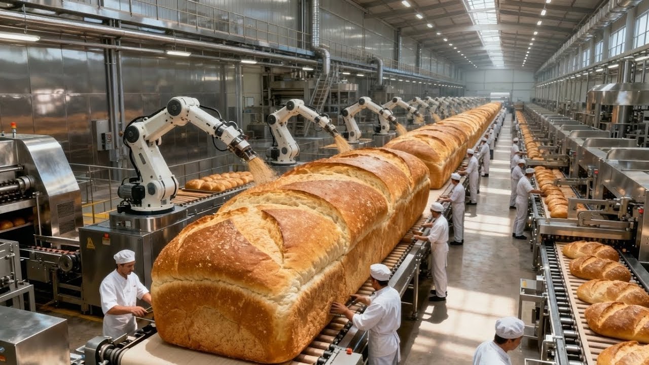 Inside a High-Tech Baking Plant: How They Mass-Produce Oversized Bread (Full Process)
