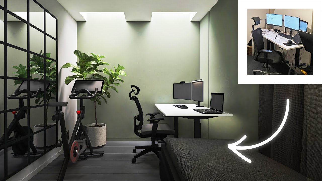 ARCHITECT REDESIGNS - A Crowded Home Office, Gym & Bedroom - 9.75sqm/105sqft