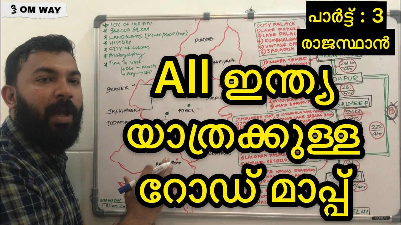 All India Road Trip Map In Malayalam | Part-3 | Rajasthan |
