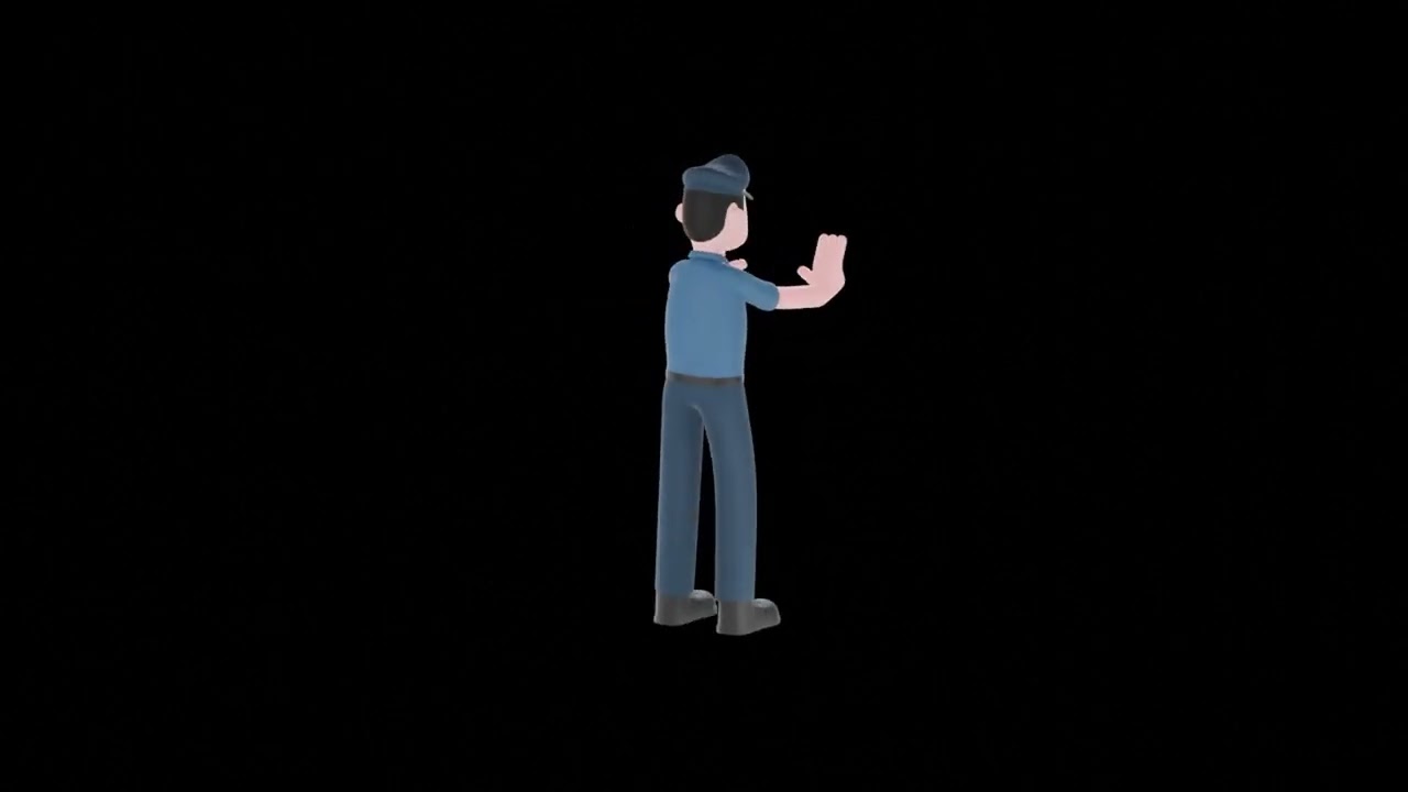 3D Cartoon Police Officer Turntable | Policeman Signaling Stop with Both Hands