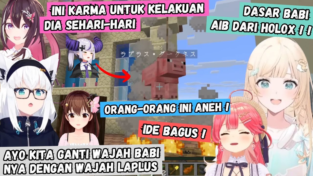 Reaksi Fubuki Iroha Miko Setelah Lihat Babi Gantung yang Dibuat Azki di Minecraft | Hololive Sub Id