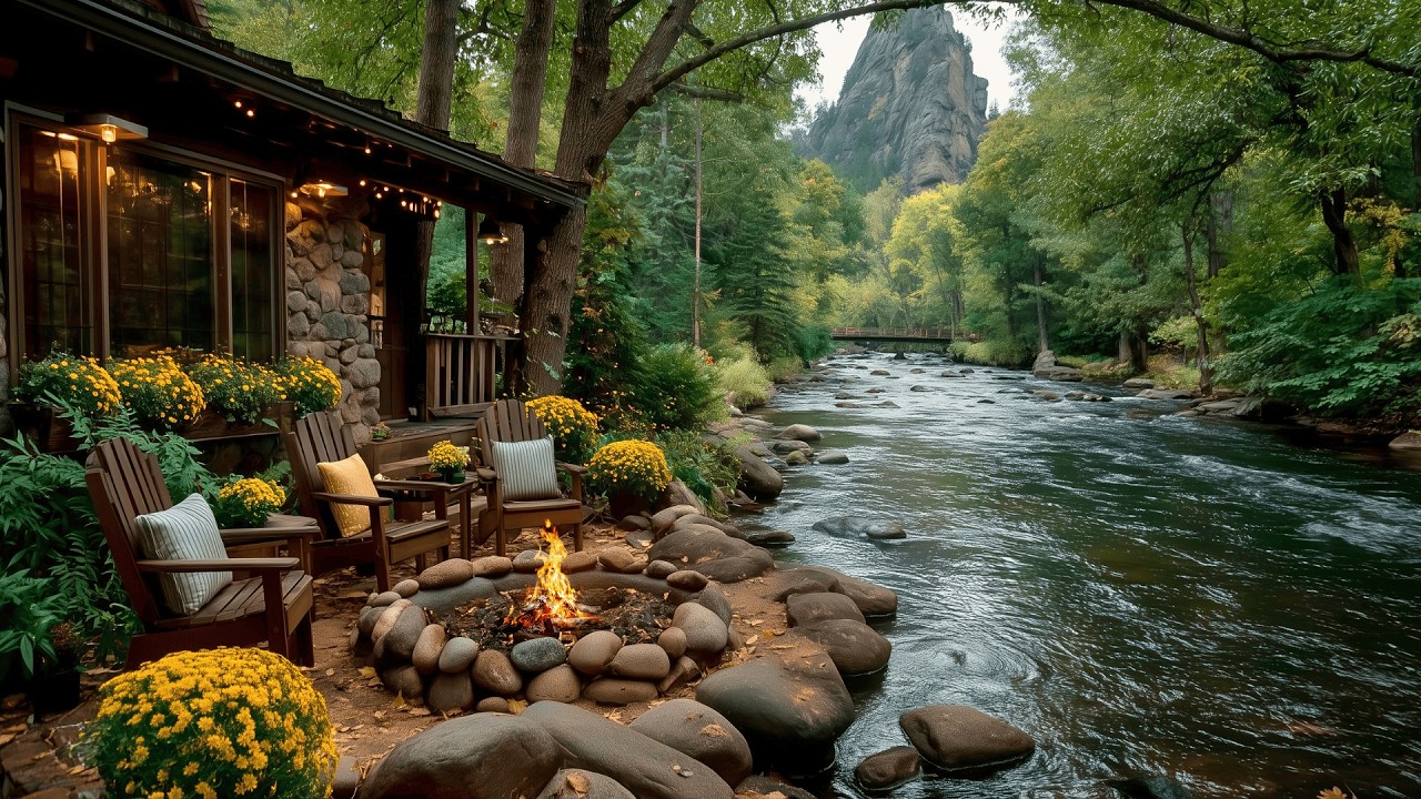 You’ll Instantly Relax Here | Spring Riverside Porch Campfire & Nature Sounds