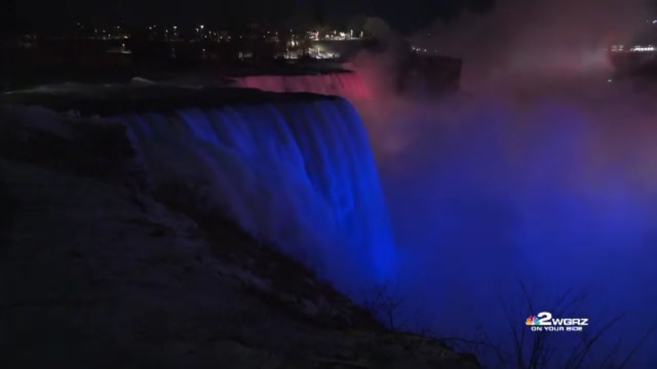 Niagara Falls draped in Bills colors for AFC wild card game