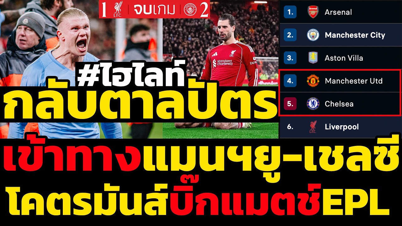#ด่วน ไฮไลท์ลิเวอร์พูลแพ้คาบ้านแมนซิตี้1-2,กลับตาลปัตรเข้าทางแมนฯยู-เชลซี,โคตรมันส์บิ๊กแมตช์EPL