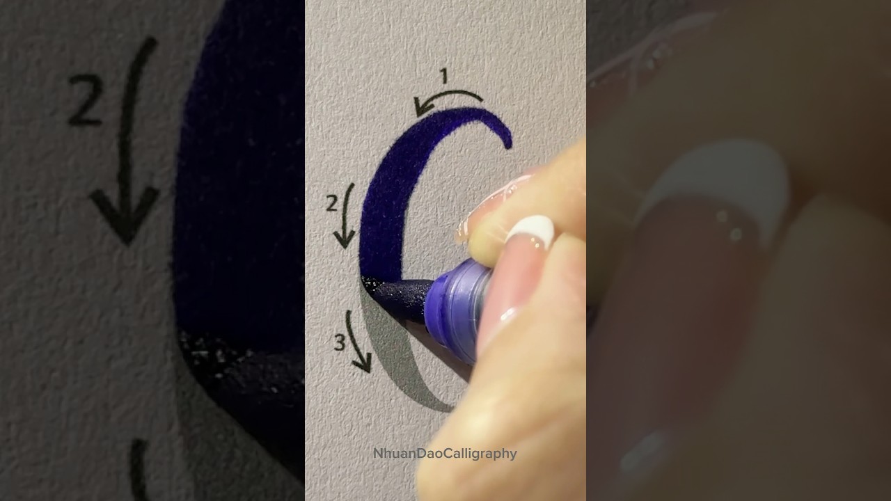 Easy Lettering Tutorial &ldquo;C&rdquo; ❤️ #shorts #nhuandaocalligraphy #calligraphyforbeginner