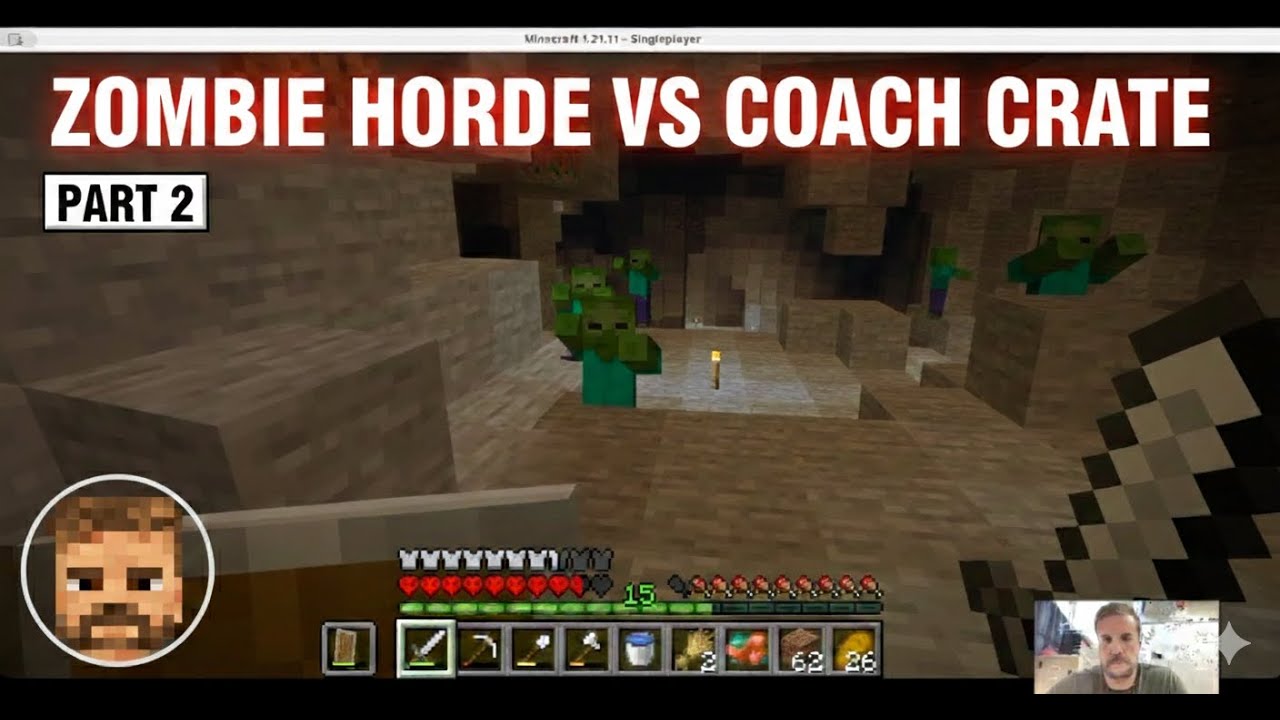 Mr. Crate's Minecraft Let's Play Survival (Part 2): Coach Crate vs. Zombie Horde