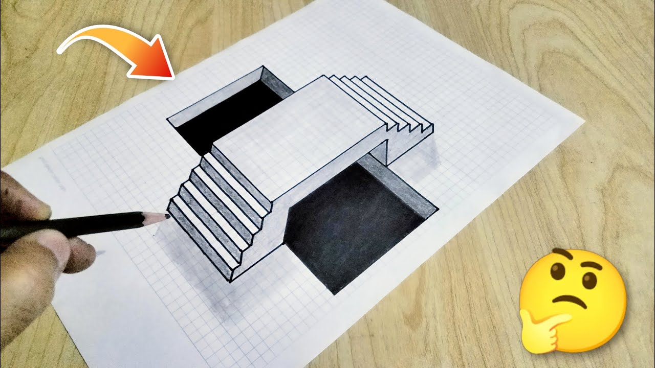 How to Draw 3D Stairs in a Hole - Step by Step for Beginners ✍️✨ | #drawing 