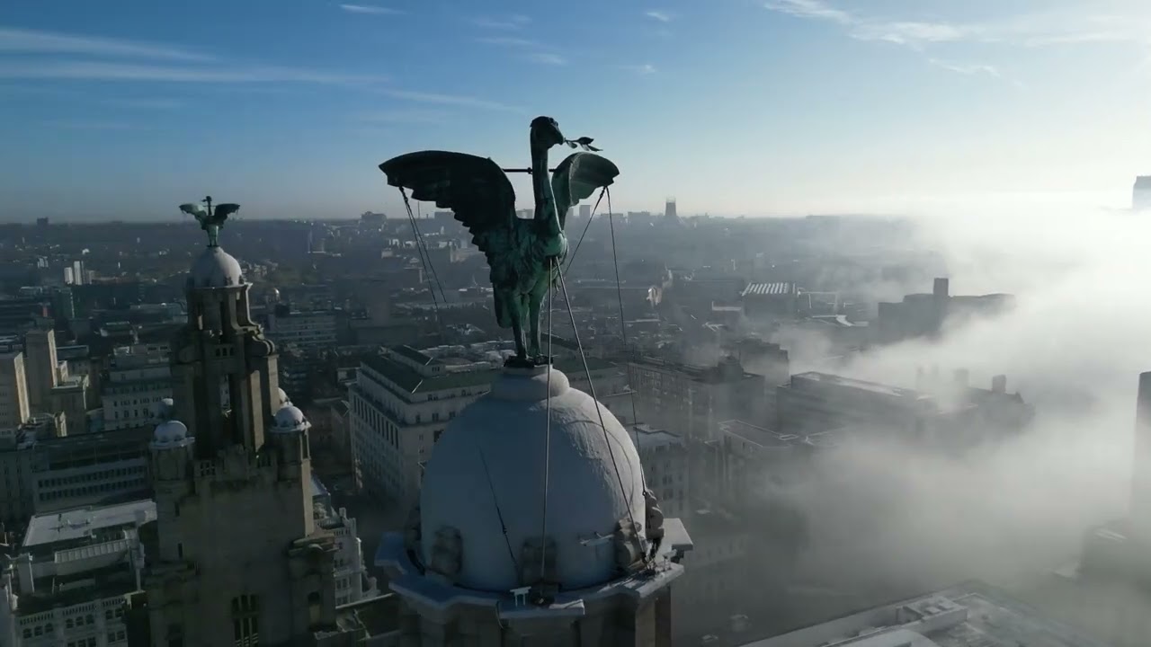 Liverpool by Drone, DJI MINI 3 PRO, The Royal Liver Buildings. Stunning footage.