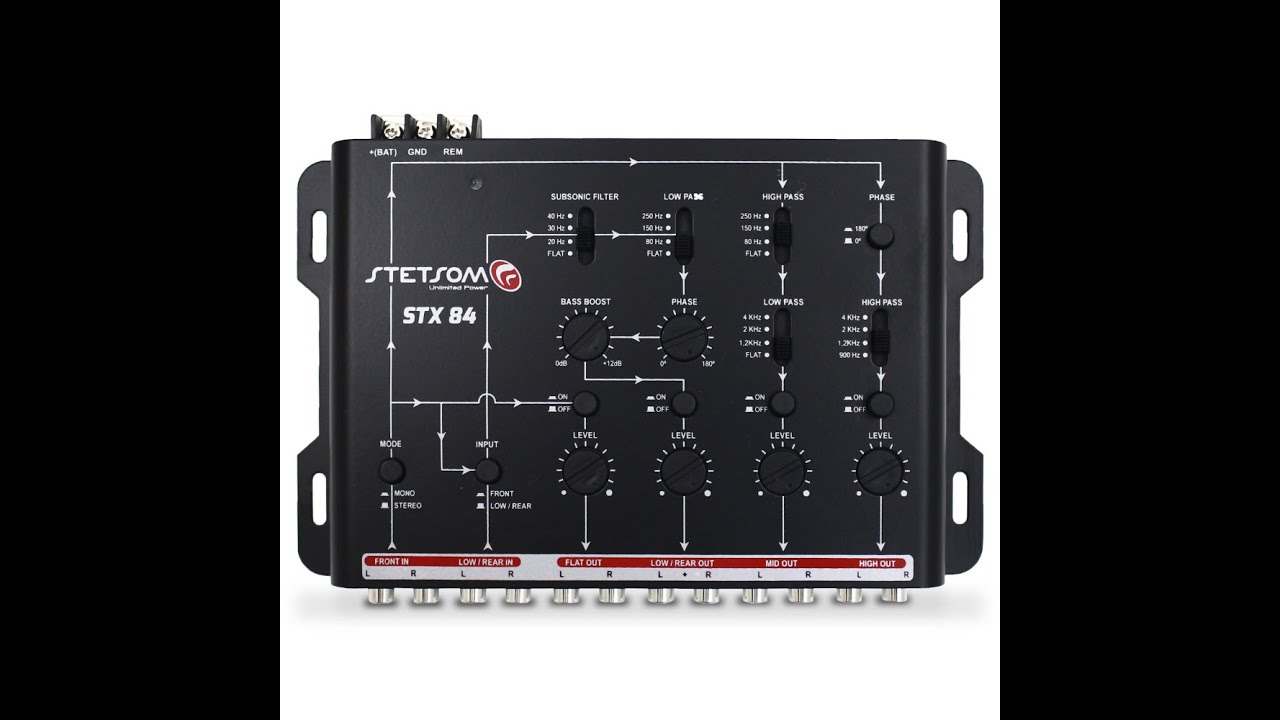 Crossover Automotivo Stetsom 4 Vias STX-84 Digital 12v Bass Boost Level Phase Subsonic Filter