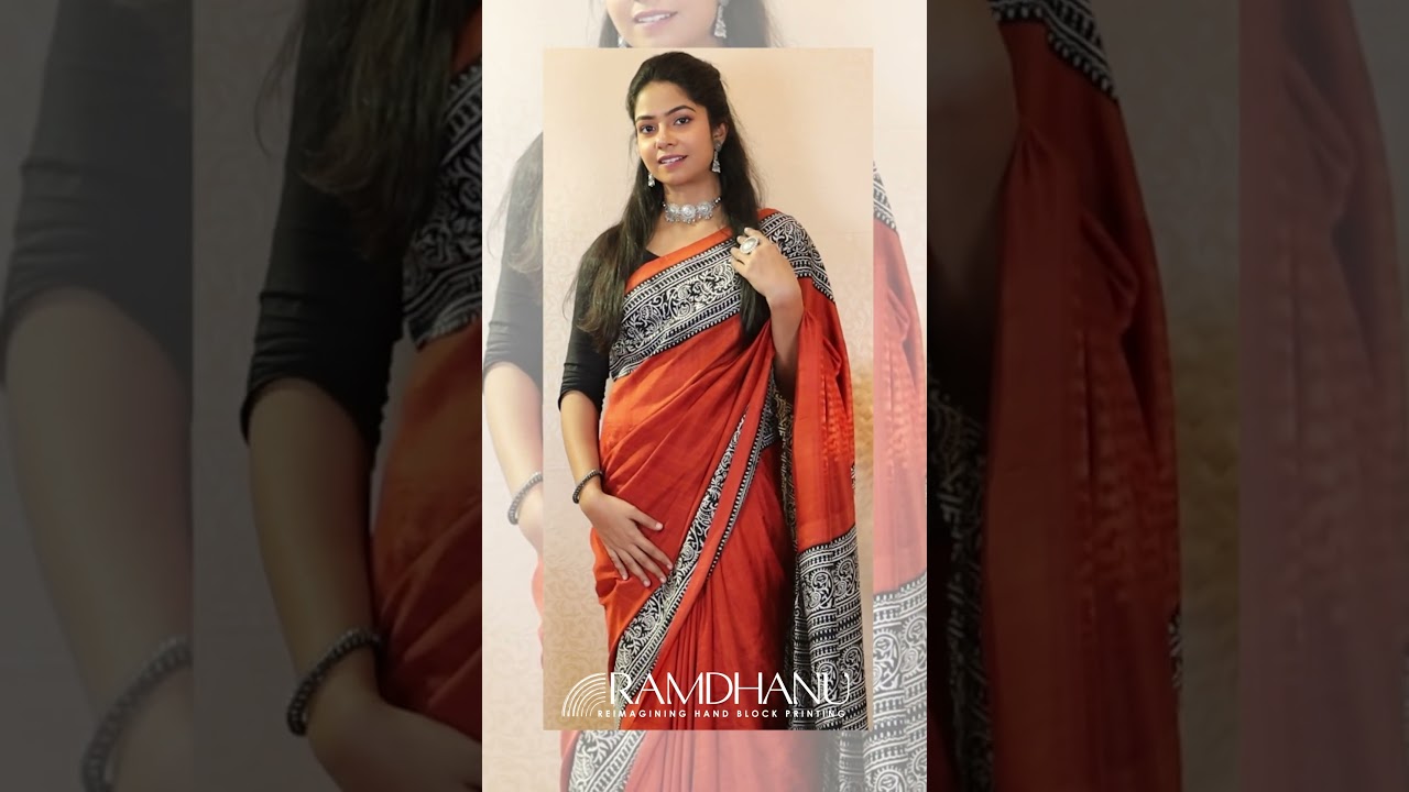 Buy Rust Color Silk Saree | Handwoven Pure Mulberry Silk | Ramdhanu Ethnic