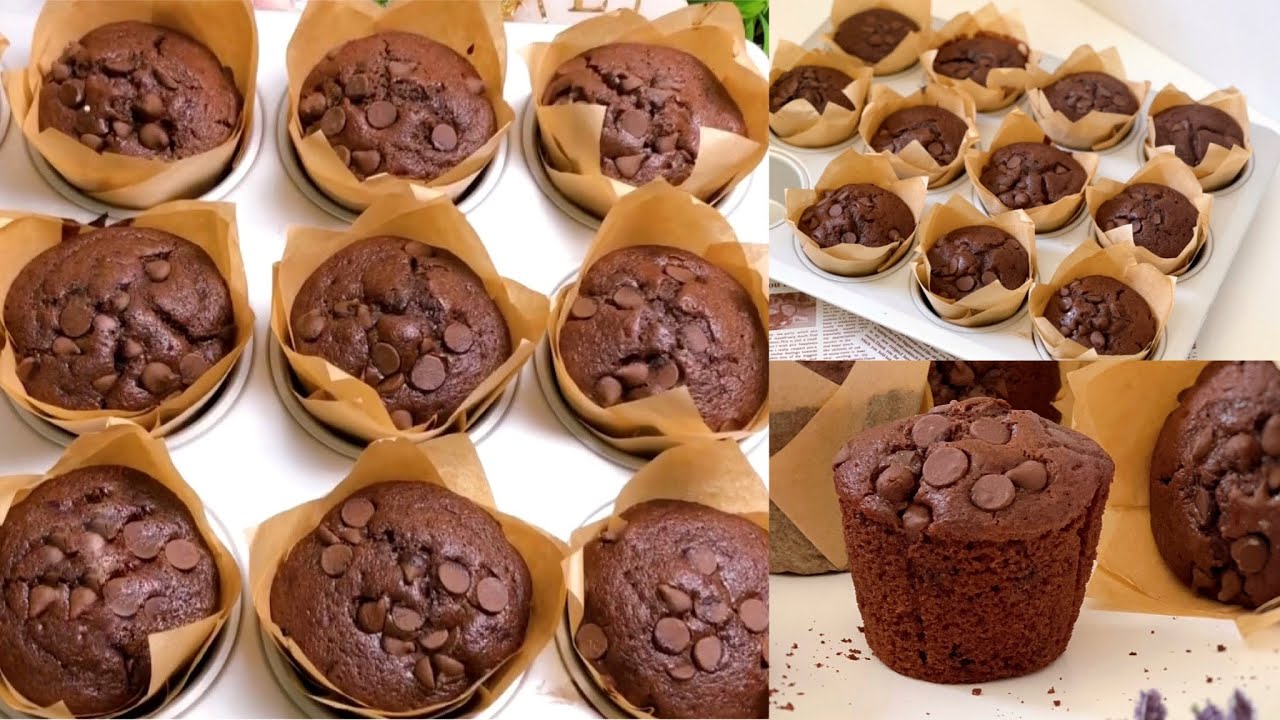 مافن الشوكولاتة بطريقه مضمونه 💯٪؜👌🏻هش وخفيف بمكونات بسيطه  #muffins #cupcake